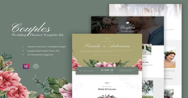Couples: Wedding Planner Elementor Template Download gpl