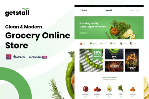 Grocery Organic Store Website Templates Elementor WordPress
