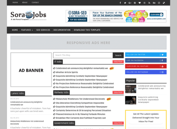 Sora Jobs Premium Version blogger template