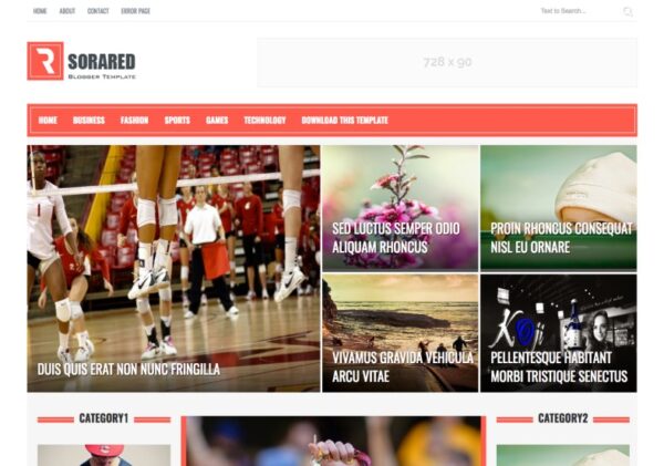 Sora Red Premium Version blogger template