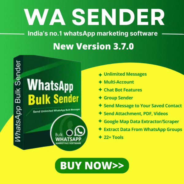 DOWNLOAD WA Bulk Sender + Group Sender + WhatsApp Auto Reply Bot (V3.7.0) 1Year (Single User/PC)